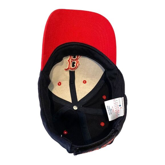 Boston Red Sox T.E.I. Mens Baseball Cap Blue 6 Panel Hook Loop 100% Cotton XS - Picture 2 of 10